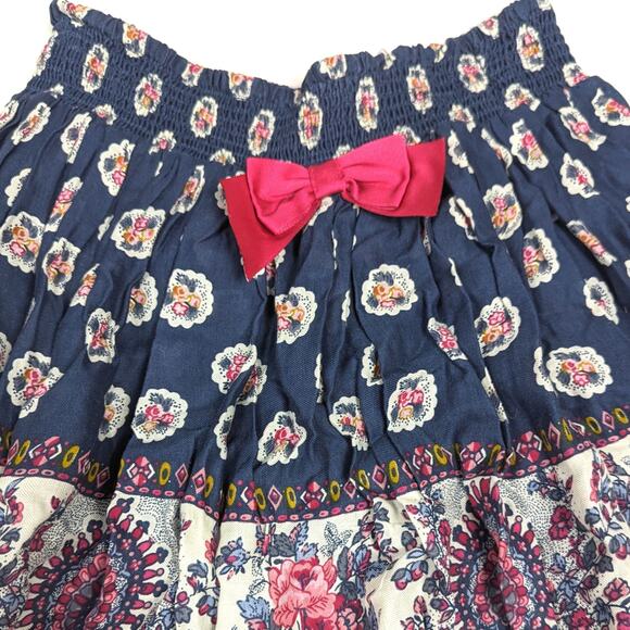 Monsoon Skirt Girls Sz 11-12 Navy Floral Paisley Mini Boho - Picture 2 of 6